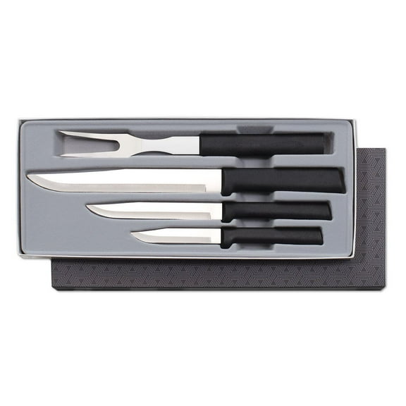 Rada Cutlery Prepare Then Carve Carving Knife Gift Set ? Stainless Steel Blades With Black Stainless Steel Resin Handles