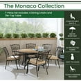 thumbnail image 3 of Hanover Monaco 7-Piece Outdoor Patio Dining Set, 6 Cushioned Stationary Chairs and 60" Round Tile Table, Brushed Bronze Finish, Rust-Resistant, All-Weather - MONDN7PCRDTL-C-TAN, 3 of 8