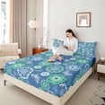 thumbnail image 3 of jejeloiu Ancient Floral Queen Sheets For Men Women,Nature Print Queen Sheet Sets,Blue Green,4-Piece,1 Flat Sheet, 1 Fitted Sheet and 2 Pillowcases, 3 of 6