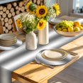thumbnail image 4 of Dark Gray Round 13 Inch Placemats Set of 6, Gradient White Abstract Minimalist Stripe HeatResistant Non Slip Place Mats for Dining Table, Wipeable Braided Kitchen Table Mats for Housewarming, 4 of 9