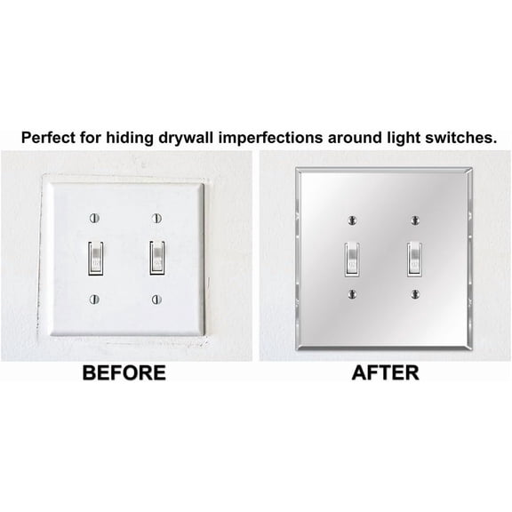 YNTVV-- OVERSIZED Mirror Switch Cover - 2 Gang Oversize Toggle Unbreakable Acrylic Mirrored Light Switch Plate Cover - 5.25" x 5.25" - Two Gang Jumbo Reflective Wall Plate