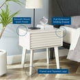 thumbnail image 3 of Nightstand Side End Table w/ USB, Wood, White, Modern Contemporary Urban Design, Bedroom Master Guest Suite Living Room, 3 of 7