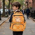 thumbnail image 4 of Jeiento Capybara Kids Backpack 17 Inch Kawaii School Backpack for Girls for Elementary Ages 9-12, Orange Breathable School Bag with Padded Tablet Sleeve & Multi-Pockets, 4 of 7