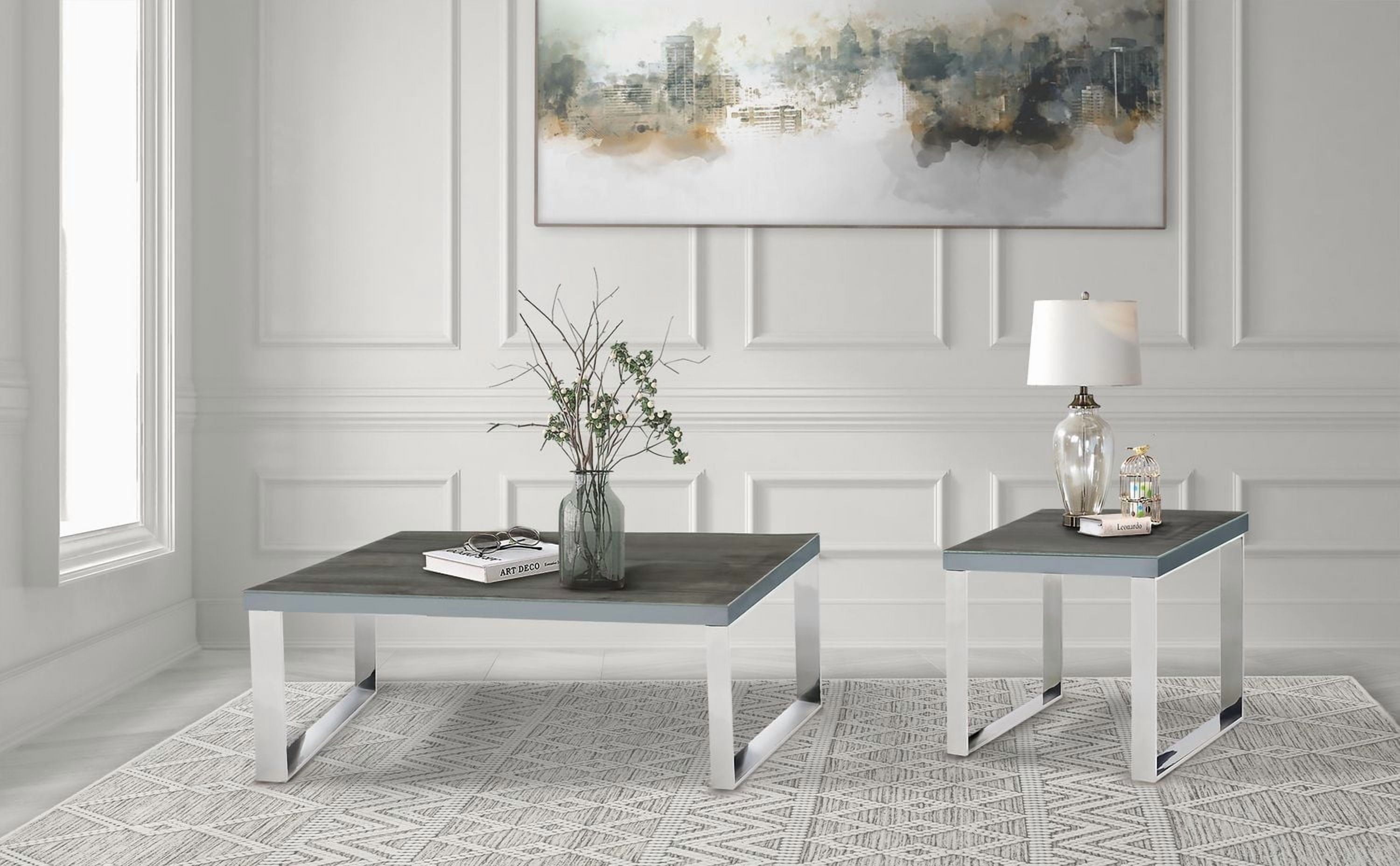 Topline Home Furnishings Coffee Table, Stainless Steel