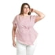 thumbnail image 1 of Blusa de corte asimetrico Roman Fashion /Tallas Extras, 5107 (Rayas rojo) rojo 38, 1 of 7