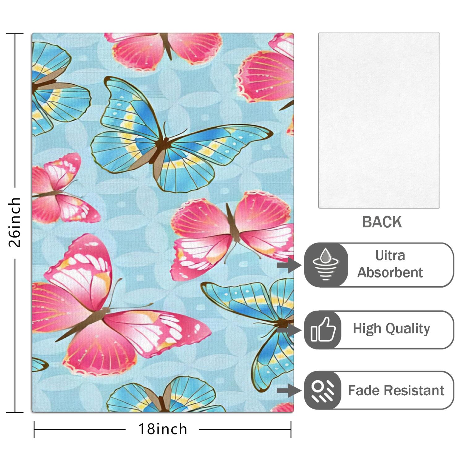 6 Pcs Funny Kitchen Towels,Blue and Gray Floral Pattern Microfiber Dish Towels,Kitchen Tea Towels,Kitchen Towel Set (18" X 26")