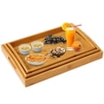 thumbnail image 1 of Plateau de Service en Bambou 3 Pcs avec Poignées, Ensemble de Plateaux de Service Emboîtables, 1 of 6