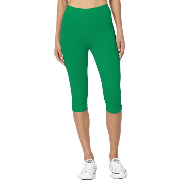 TheMogan TheMogan Women's PLUS Basic Stretch Cotton Span Below Knee Length Capri Leggings