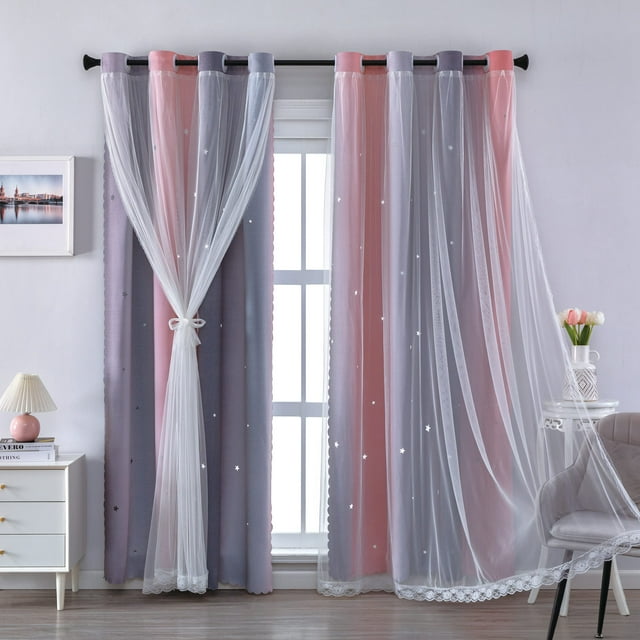 Cortina XiDi Rainbow Rosa Gris 86x244 cm Blackout