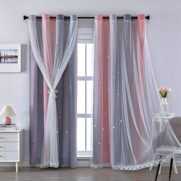 Cortina XiDi Rainbow Rosa Gris 86x244 cm Blackout