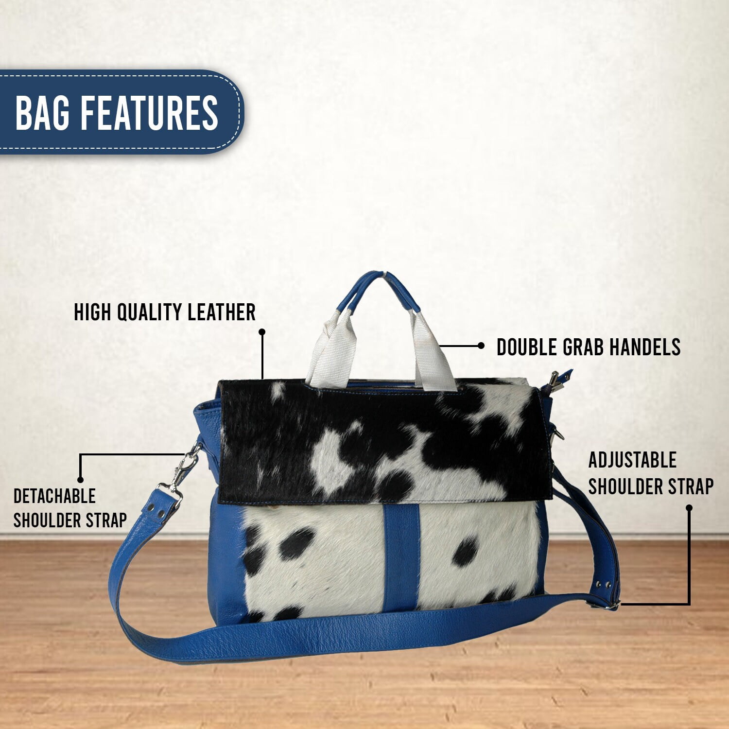 Cowhide Leather Hair On Laptop Bag Messenger Bag Unisex Briefcase Business Animal Print Cowhide Hair On Bag, Cowhide Bag - DSC-0637