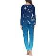 thumbnail image 3 of Renewold Blue Snowflake Nightwear for Women Durable Long Pants O-neck Pajama Top Christmas Theme Sleepwear Set of 2 Fashion Jogger Sport Outfits Tracksuit Size S, 3 of 4