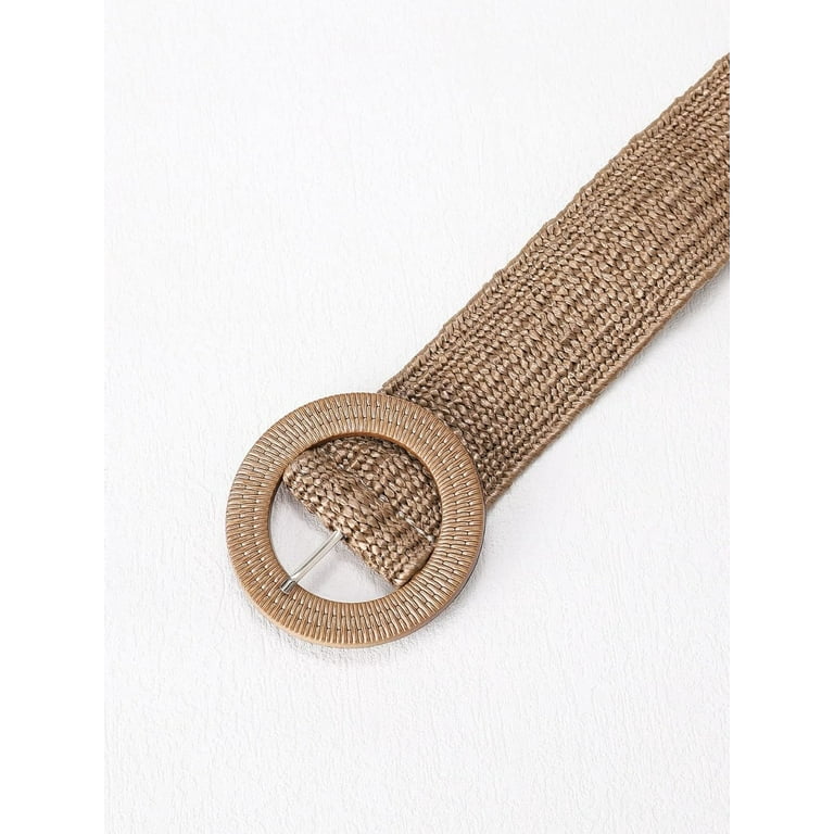 7739 Women\'s 2 Pack Buckle Elastic Straw Belts Boho Waist Belt Brown Verdusa Women main image 4