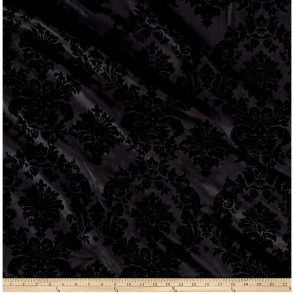 Flocked Damask Polyester Taffeta Fabric by the 5, 10, 15 and 20 Yard Increment, 58”/60” Wide, All Colors