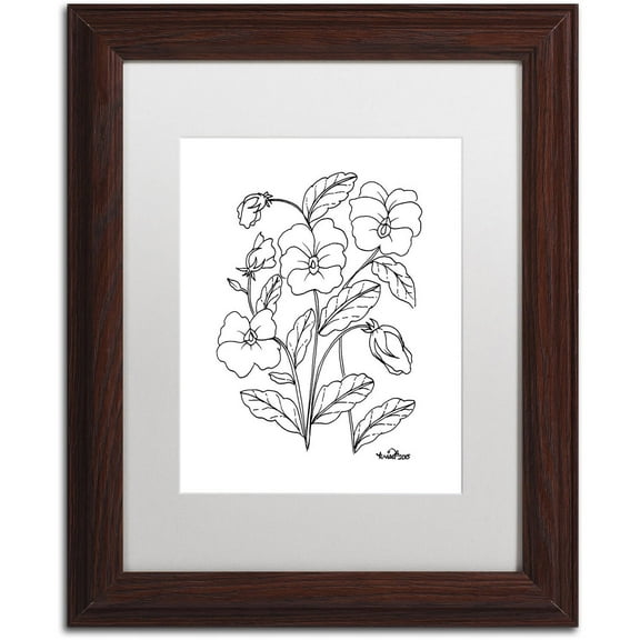 Trademark Fine Art "Simple Flower Doodle 3" Canvas Art by KCDoodleArt White Matte, Wood Frame