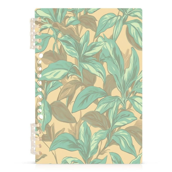 Mint Green Floral Design A5 8.3x5.7in PP Notebook, Adjustable Rings, 60 Sheets, Diary or Journey Note