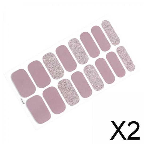 2x 16x Parches de Envolturas de Uñas de Gel Semicurado, Pegatinas de Envoltura de Uñas de Gel Autoadhesivas, Pegatinas de Esmalte de Uñas de Envoltura 2 piezas