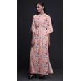 thumbnail image 4 of Bimba Rayon Red Berries & Bulbul Bird Smocked Waist Printed Gown Maxi Side Slit LadiesÂ&nbsp;Dress-Medium, 4 of 6