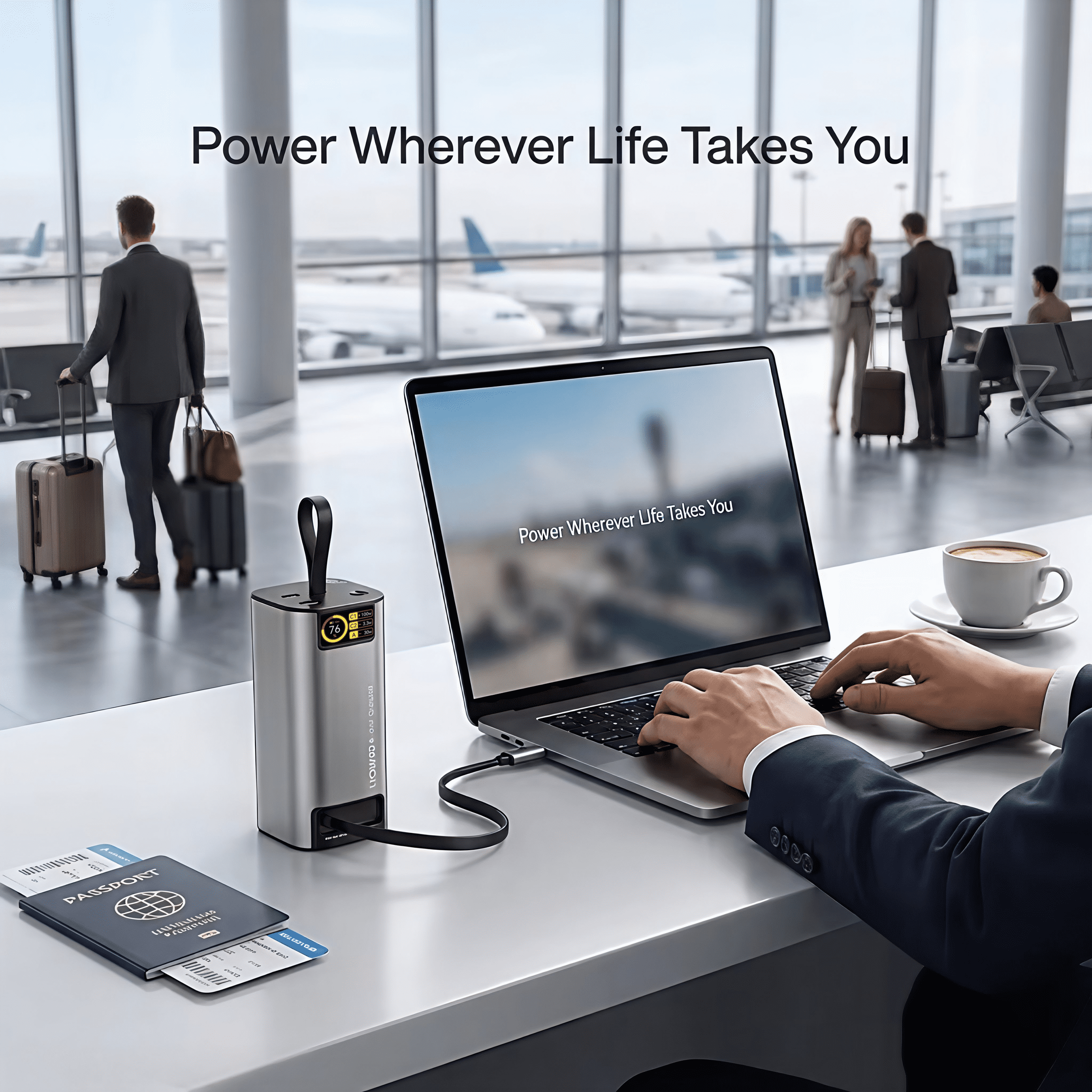 20000mAh Portable Charger Power Bank with Retractable USB-C Cable, 130W Power Pack for Phone Laptop and Tablet, Digital Display, USB-A and USB-C Ports