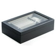 thumbnail image 6 of Matte Black Wood Valet and Watch Box with Glass Top and Soft Velour Lining. Slots for Rings and Cufflinks and 4 Watch Pillows., 6 of 6