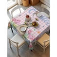 thumbnail image 2 of Spring Easter Bunny Suqare Tablecloth - 54 x 54 Inch, Pink Plaid Tulip Botanical Eggs Waterproof & StainResistant Tablecloth, Washable Oil-proof Table Cover for Dining/Party/Wedding/Camping/Buffet, 2 of 9