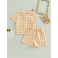 thumbnail image 4 of Wassery Toddler Boys 2PCS Shorts Sets Short Sleeve Plaid Shirt and Drawstring Shorts Sets 6M 12M 18M 24M 2T 3T Infant Baby Boy Summer Casual Clothes, 4 of 8