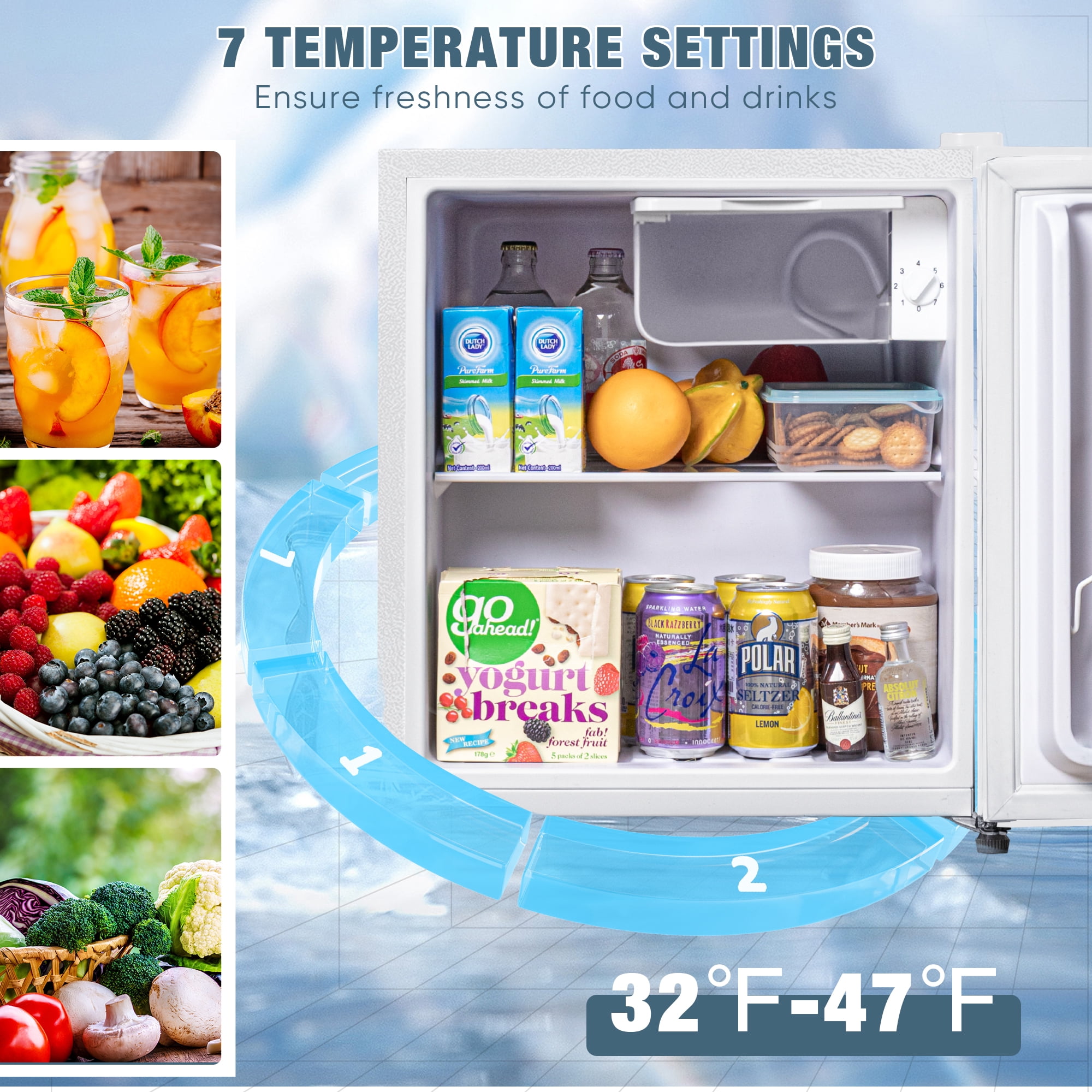 1.7 Cubic Ft. Compact Refrigerator Energy Saving Single Door Mini Fridge with Freezer,Adjustable Thermostat,Bedroom,Office, Dorm.