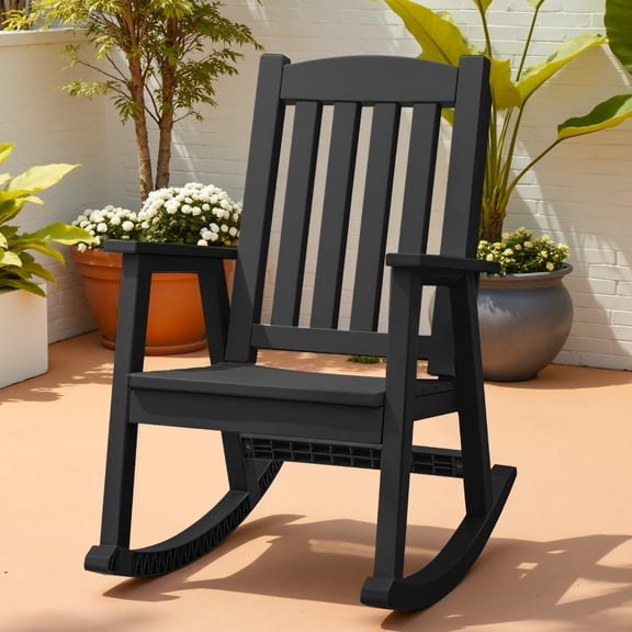 Homall Outdoor Rocking Chair Resin All-Weather Resistant High-Back Rocker for Patio, Garden