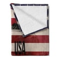 thumbnail image 2 of Soccer Soft Flannel Fleece Throw Blanket, Composite Double Exposure Image of a Soccer Player and American Flag Usa Run, Cozy Plush for Indoor and Outdoor Use, 50" x 70", Beige Blue Red, by Ambesonne, 2 of 5