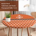 thumbnail image 4 of Orange Morocco Round Tablecloth, Fitted Table Cover with Elastic for 36"-44" Round Tables, Nautical Anchor Stripe Modern Geometric Table Cloth Outdoor Indoor Dinning Party Waterproof Tablecloths, 4 of 7