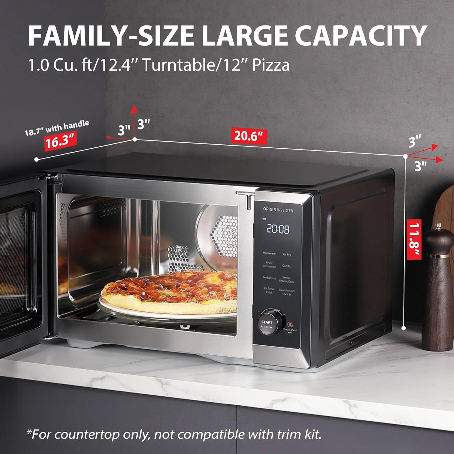 Restored Toshiba 6-in-1 Inverter Microwave Oven Air Fryer Combo, 0.9 cu.ft, 11.3 Turntable, 27 Auto Menu, Stainless Steel (Refurbished)