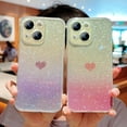thumbnail image 2 of Compatible with iPhone 15 6.1" Gradient Bling Glitter Clear Case, Cute Heart Laser Holographic Case with Camera Lens Cover Protect Soft Shockproof Phone Cover for Women Girls (Pink Heart), 2 of 10