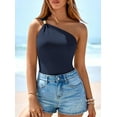 thumbnail image 3 of PRETTYGARDEN One Shoulder Going Out Tops for Women Summer Trendy Sleeveless Fitted Ribbed Shirts Spring Y2K Clothes, 3 of 10