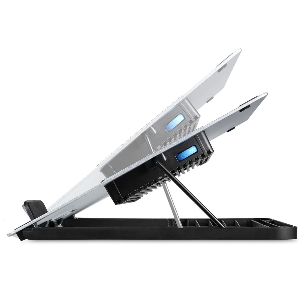 Miiottaa Quiet Foldable Cooling Pad for Laptops 6 Height Adjustments Double Fan Metal Panel Optimized Airflows