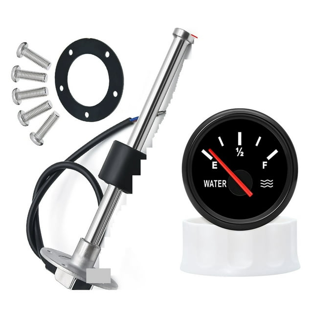 Water Level Gauge With Water Level Sensor 52mm Water Level Meter With Red Backlight 100-500mm 0-190Ohm Sensor For Boat Car ,Easy to Install