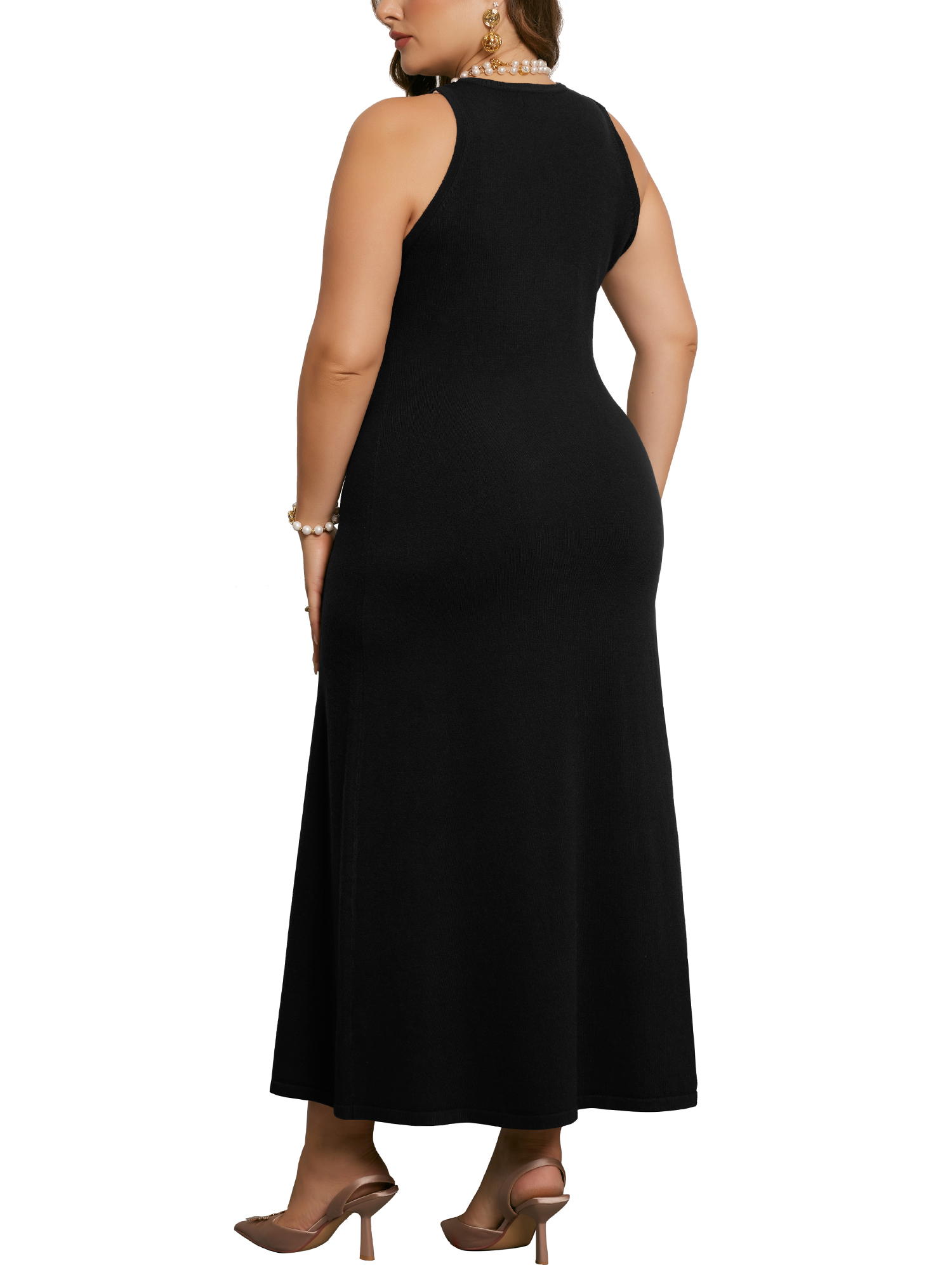 DARING DIVA Plus Size Sweater Crewneck Knit Sweater Tank Dress 2X Black