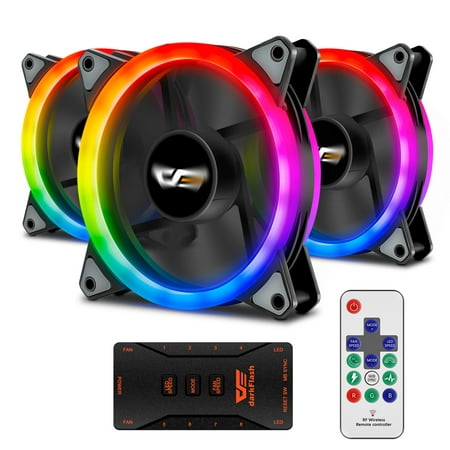 darkFlash Aurora DR12 3IN1 Kit Case Fan 3-Pack RGB LED 120mm High Performance High Airflow colorful PC CPU Computer Case Cooling Cooler with Controller (DR12 (Best Led Case Fans 120mm)