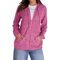 thumbnail image 3 of Suéteres para Mujer, Sudaderas de Punto de Larga con Cremallera, Sudaderas Acanaladas, Sudaderas Casuales Holgadas con Bolsillo. Rosa M, 3 of 9