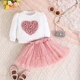 thumbnail image 3 of Odeerbi 6M-3Y Niñas San Valentín Conjunto de Dos Piezas Top de Manga Larga Con Falda de Tul Tutú Conjunto de Dos Piezas Top de Cuello Redondo Falda de Malla, 3 of 6
