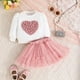 thumbnail image 3 of Odeerbi 6M-3Y Niñas San Valentín Conjunto de Dos Piezas Top de Manga Larga Con Falda de Tul Tutú Conjunto de Dos Piezas Top de Cuello Redondo Falda de Malla, 3 of 6