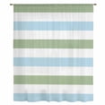 thumbnail image 2 of Sage Green Blue Striped Sheer Curtains 45 Inches Long, Farmhouse Sage Green Stripes Light Filering Curtains, Breathable Simi Curtain Privacy Drapes for Kitchen Bathroom Small Window Treatment, 2 of 9