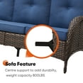 thumbnail image 5 of Gymojoy 5-Piece Brown Wicker Patio Furniture Set with Fire Pit Table, All Weather Patio Conversation Set Outdoor Sofa with Rocking Chair & Side Table, Blue, 5 of 17