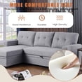 thumbnail image 5 of Howcool 82" Convertible Sleeper Sofa with Pull Out Bed, L-Shaped Sectional Couch with Storage Chaise, Linen Fabric Sofa with USB Charging Ports for Living Room Apartment,Light Grey, 5 of 8