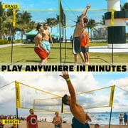 CROSSNET Four Square Volleyball Net and Game Set with Carrying Backpack & Ball