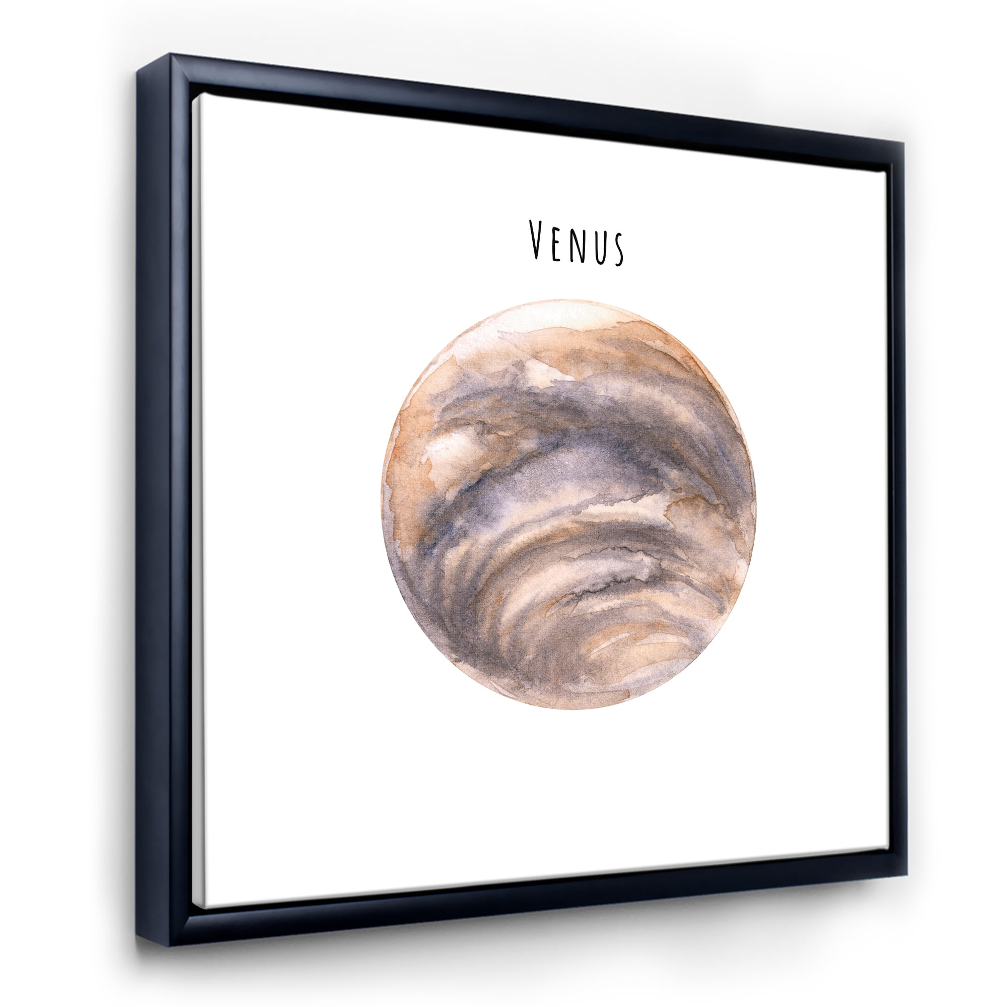 Designart 'Abstract Planet Venus' Bohemian & Eclectic Framed Canvas Wall Art Print