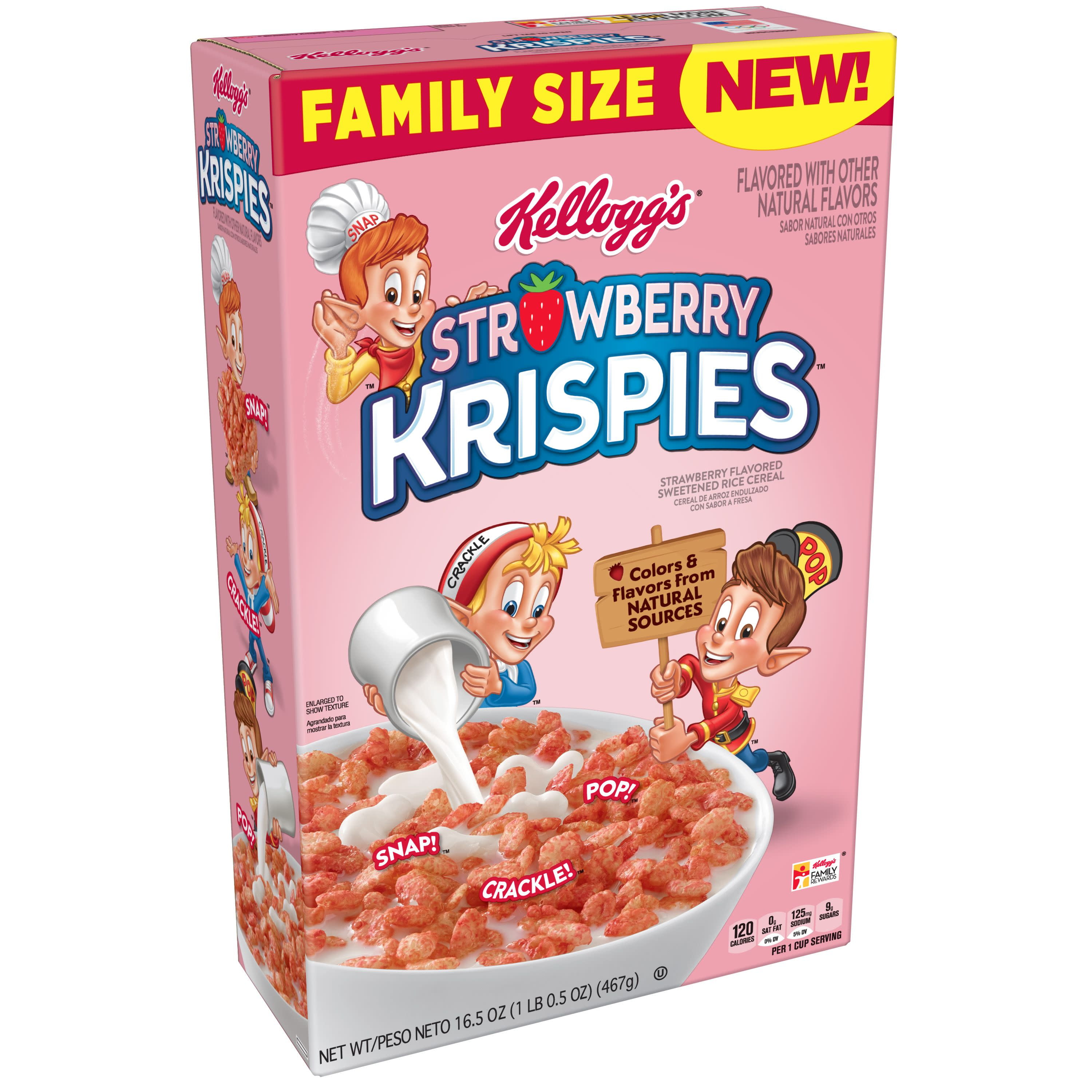 Kellogg's Strawberry Krispies Breakfast Cereal Original Family Size 16.