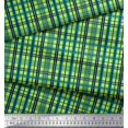 thumbnail image 2 of Soimoi Green Cotton Jersey Fabric Check Check Printed Craft Fabric by the Yard 58 Inch Wide, 2 of 3