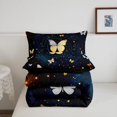 thumbnail image 5 of Manfei Twinkling Butterfly Printed Twin Comforter Sets,Cosmic Swirl Print Bedding Set,Blue Gold,Black Reversible,2-Piece,1 Comforter and 1 Pillowcase, 5 of 7