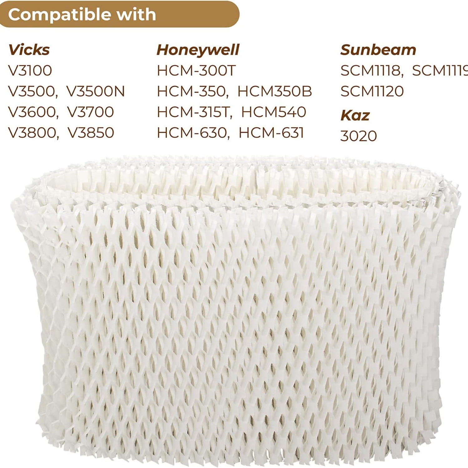Janrevotw Humidifier Filter Replacement For Vicks And Kaz Wf2, Fits Vicks V3500n, V3100, V3900 Series, V3700, Sunbeam 1118, 1119, And 1120 Series-2/4 Packages