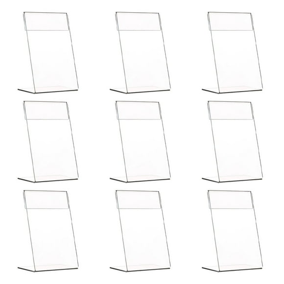 Miangastore 9Pcs Acrylic Display Stand L-shape Slanted Sign Holders Desktop Paper Menu Holder